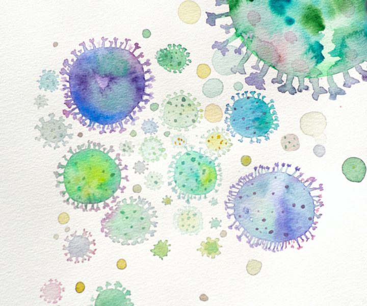 Watercolor drawn bacteria